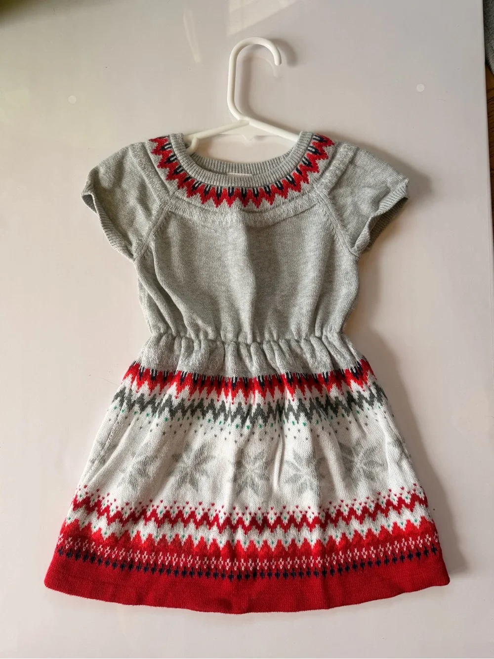Gymboree Gray Knit Dress with Red Fair Isle Accents